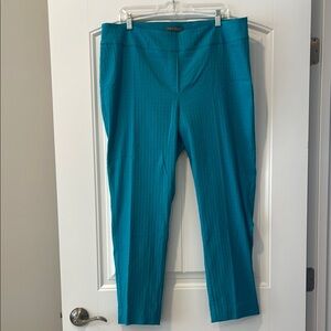 Erica‎ Taylor Women's Jacquard Turquoise Trousers Pants 2x